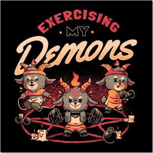 Exercising My Demons - Cute Evil Dark Funny Baphomet Gift Posters and Art